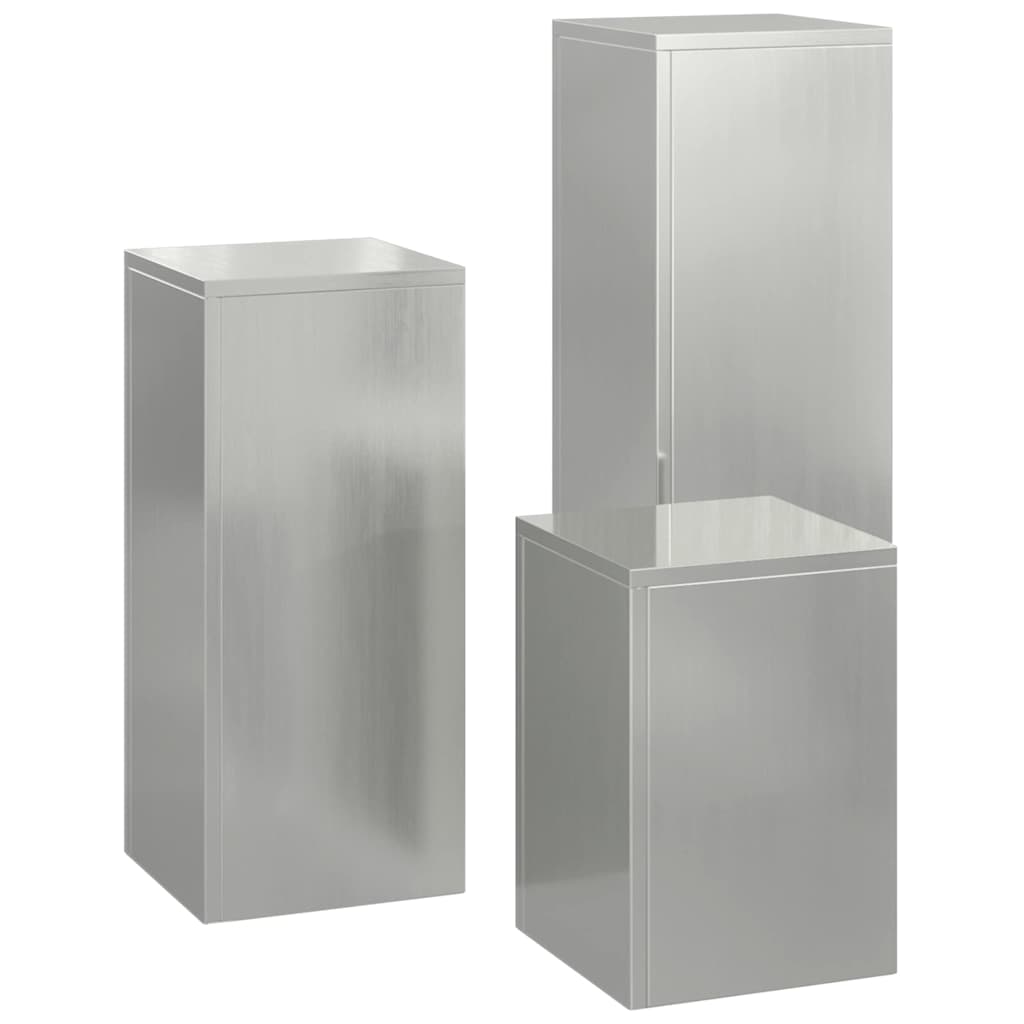 Plant Stand 3 pcs Silver Galvanised steel