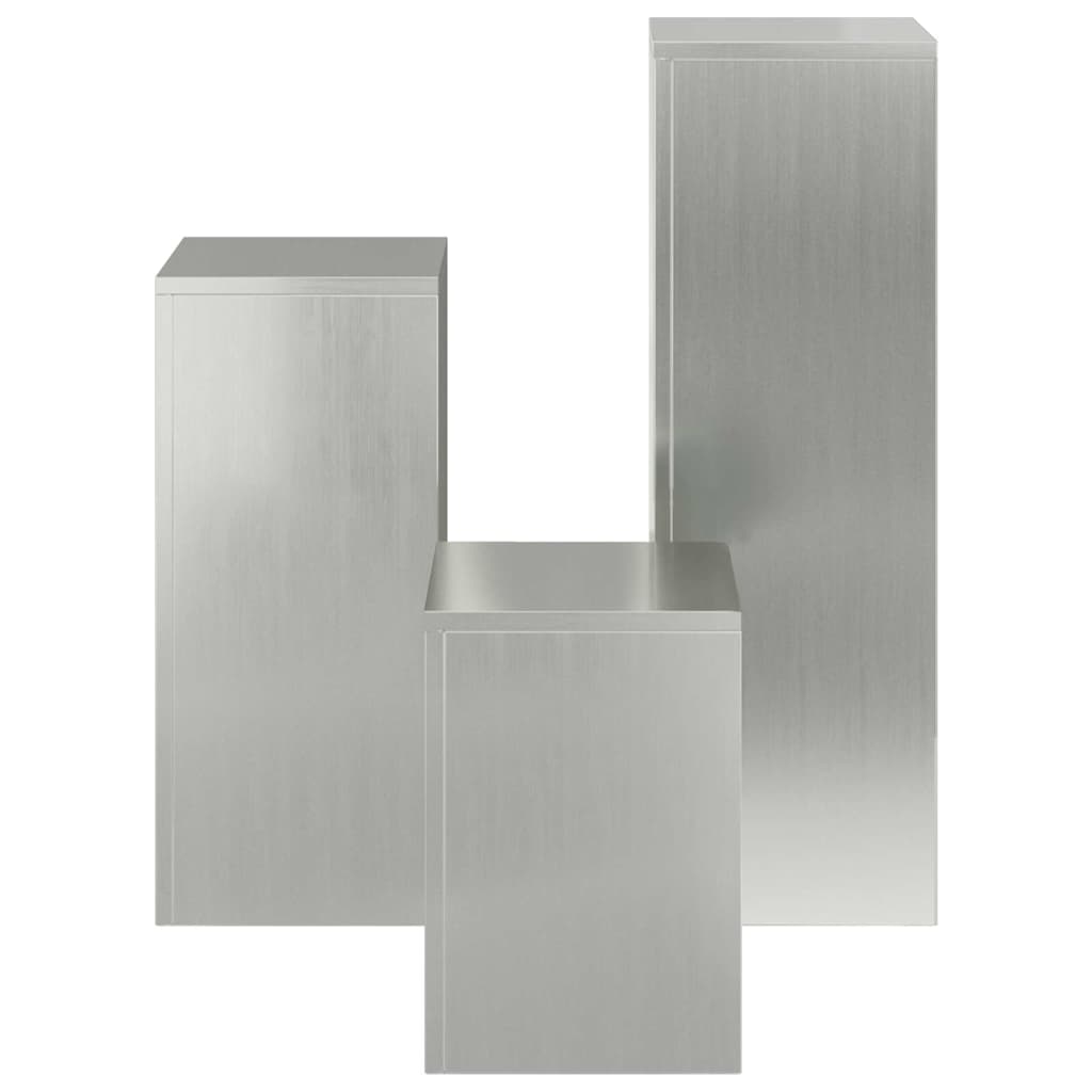 Plant Stand 3 pcs Silver Galvanised steel