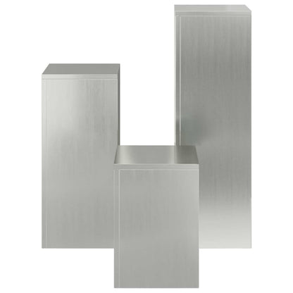 Plant Stand 3 pcs Silver Galvanised steel