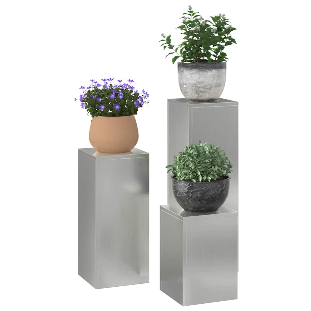 Plant Stand 3 pcs Silver Galvanised steel