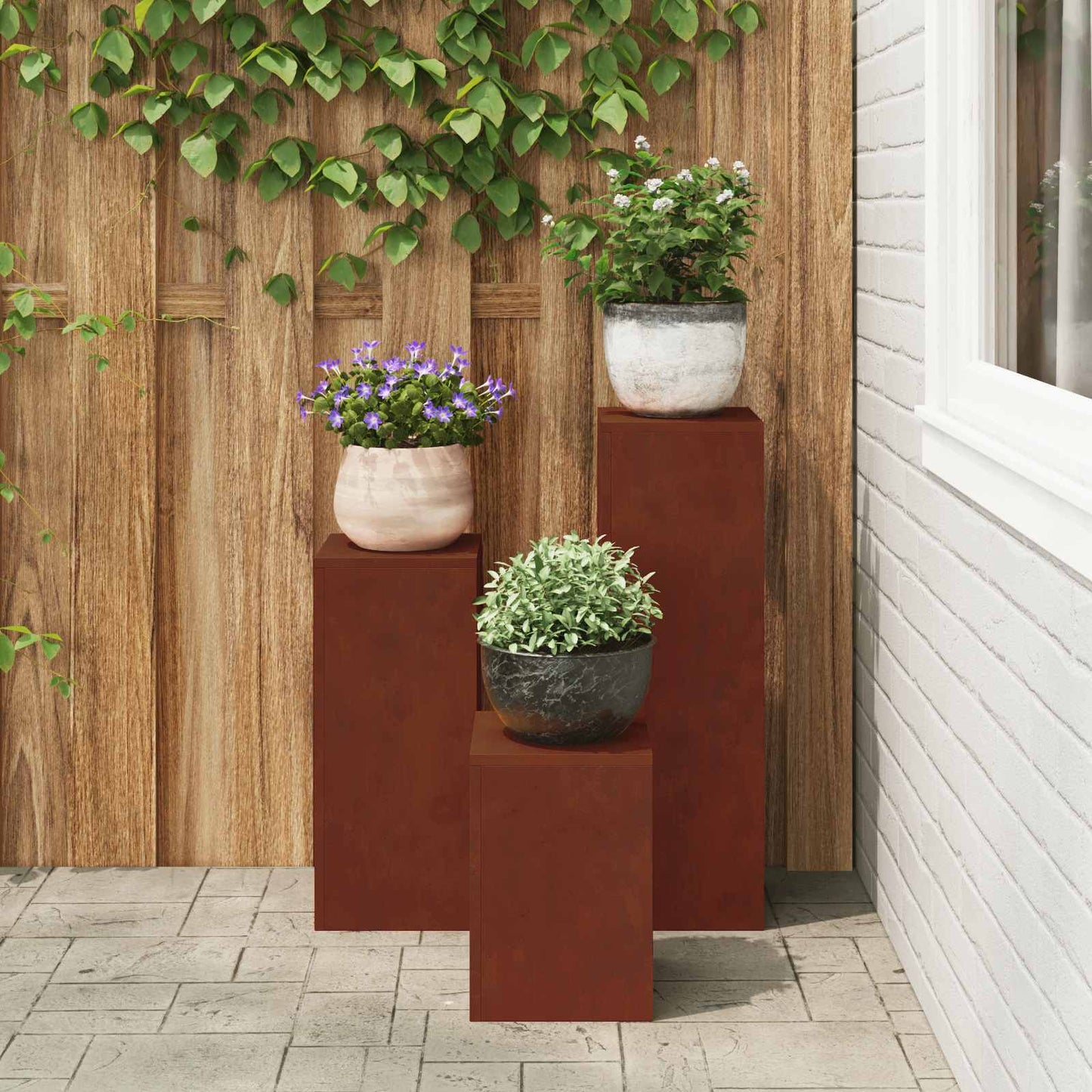 Plant Stand 3 pcs Rusty Weathering Steel