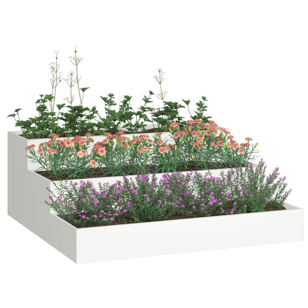 Garden Planter White 90 x 90 x 35 cm Cold-rolled Steel