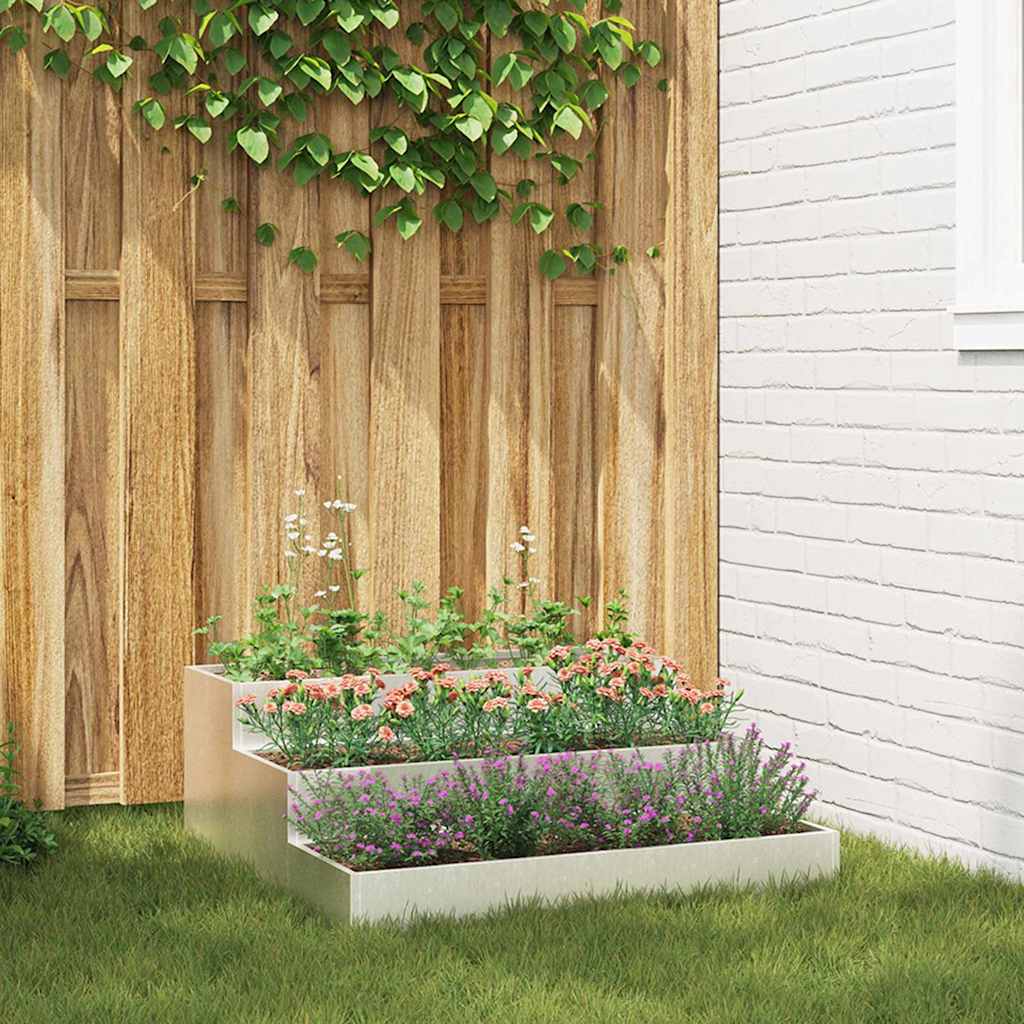 Garden Planter Silver 90 x 90 x 35 cm Stainless Steel