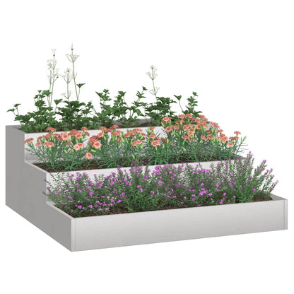 Garden Planter Silver 90 x 90 x 35 cm Stainless Steel