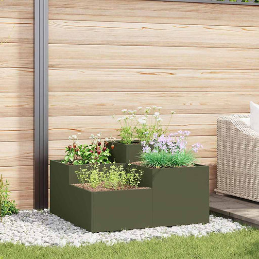 Garden Planter Olive green 80 x 80 x 48 cm Steel
