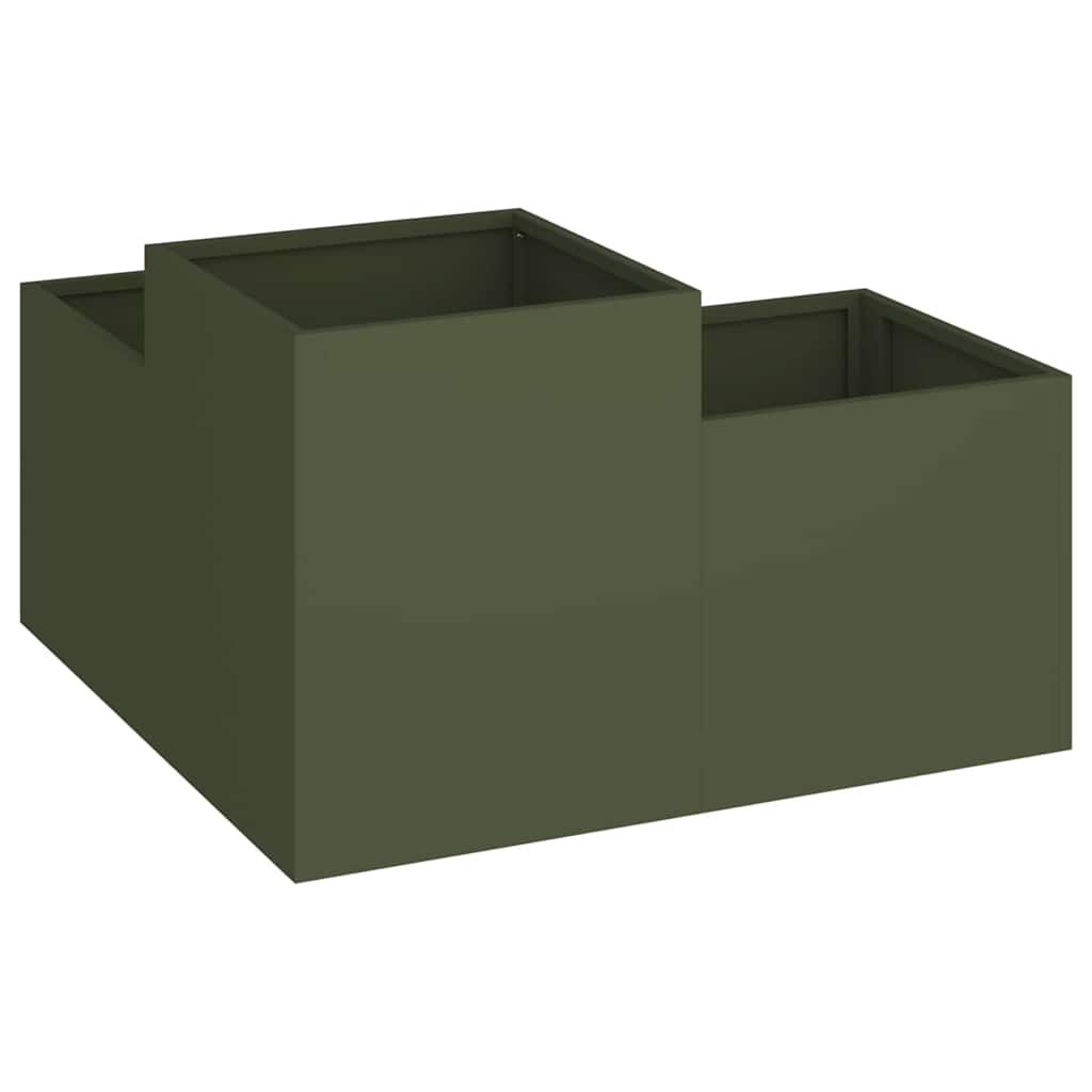 Garden Planter Olive green 80 x 80 x 48 cm Steel
