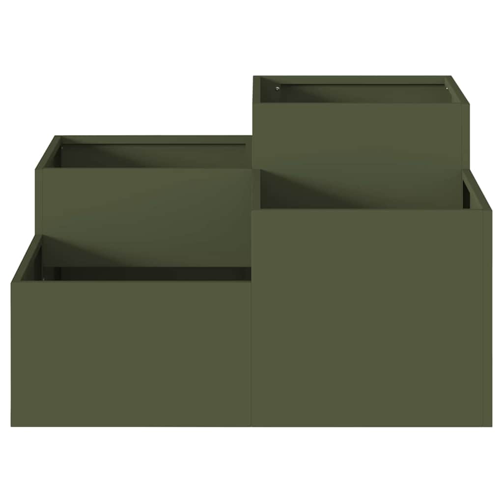 Garden Planter Olive green 80 x 80 x 48 cm Steel