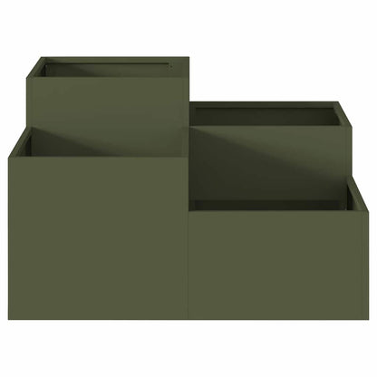 Garden Planter Olive green 80 x 80 x 48 cm Steel