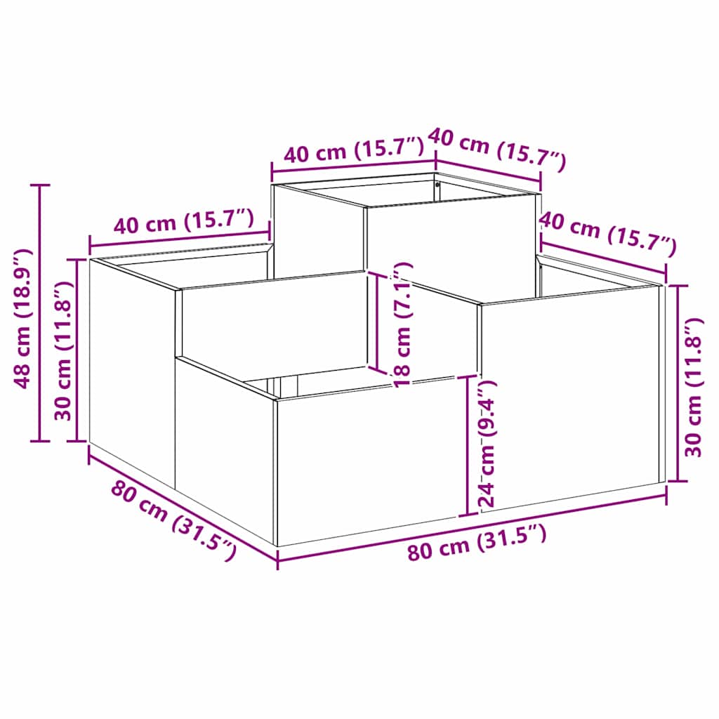 Garden Planter Olive green 80 x 80 x 48 cm Steel