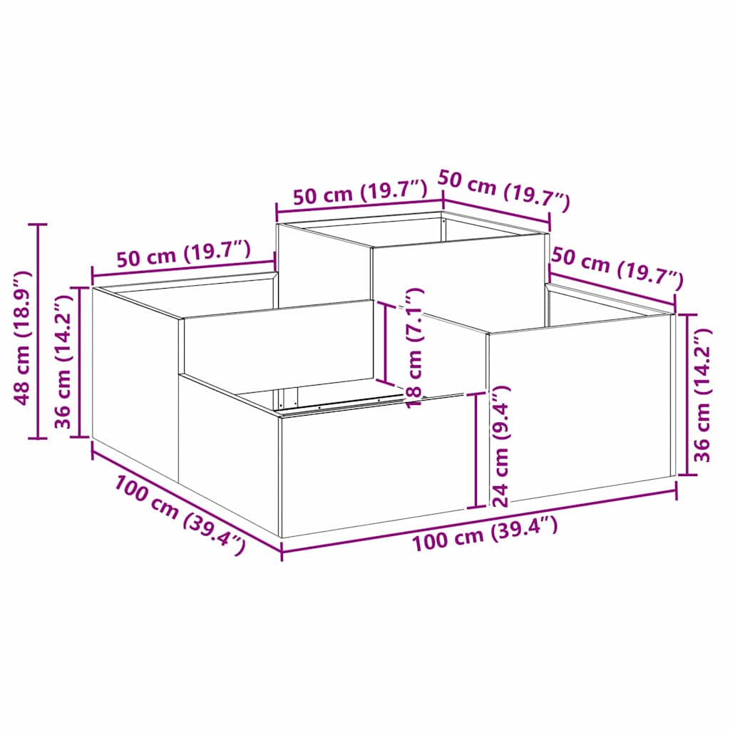 Garden Planter White 100 x 100 x 48 cm Steel