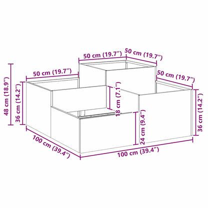 Garden Planter Silver 100 x 100 x 48 cm Galvanised steel