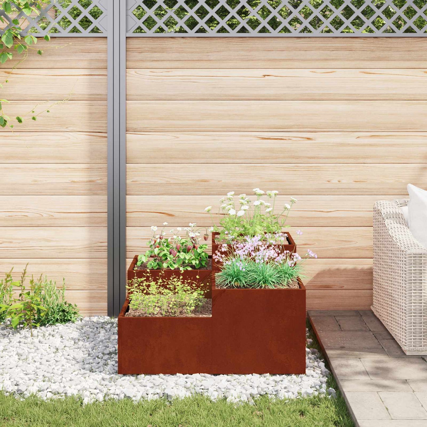 Garden Planter Rusty 100 x 100 x 48 cm Weathering Steel