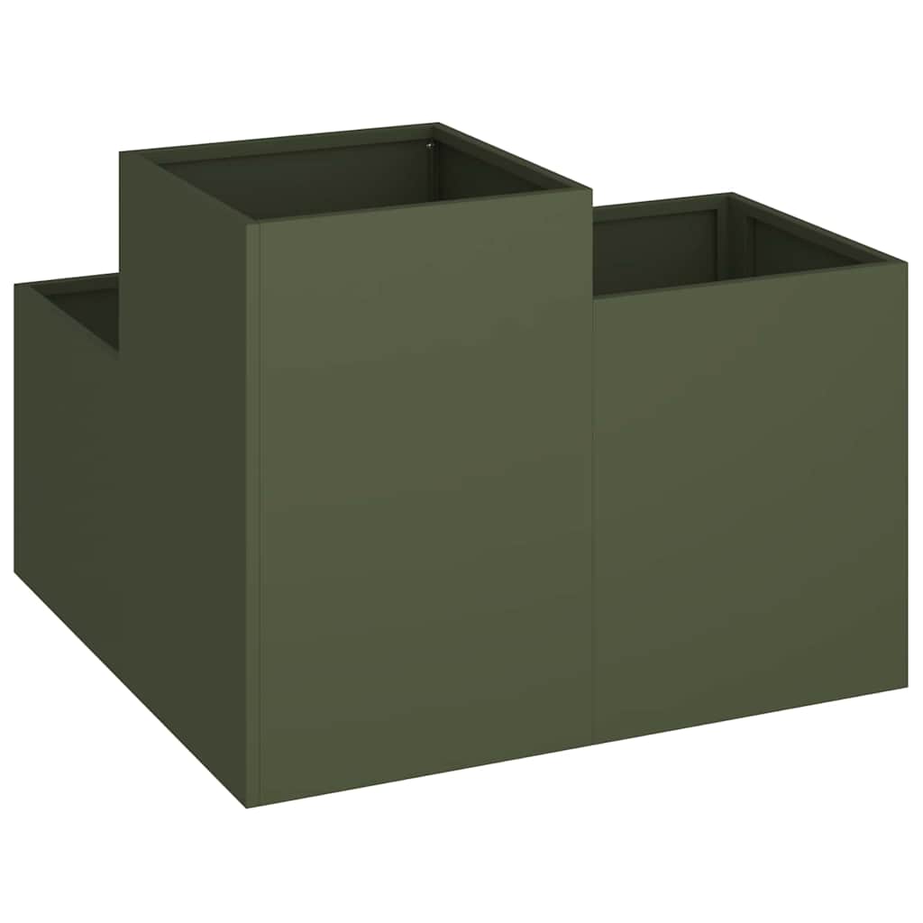 Garden Planter Olive green 80 x 80 x 60 cm Steel