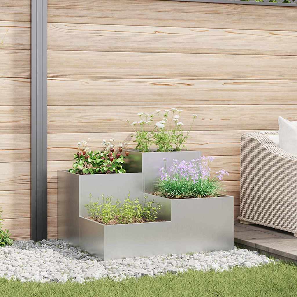 Garden Planter Silver 80 x 80 x 60 cm Galvanised steel