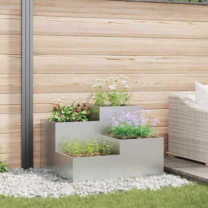 Garden Planter Silver 80 x 80 x 60 cm Galvanised steel