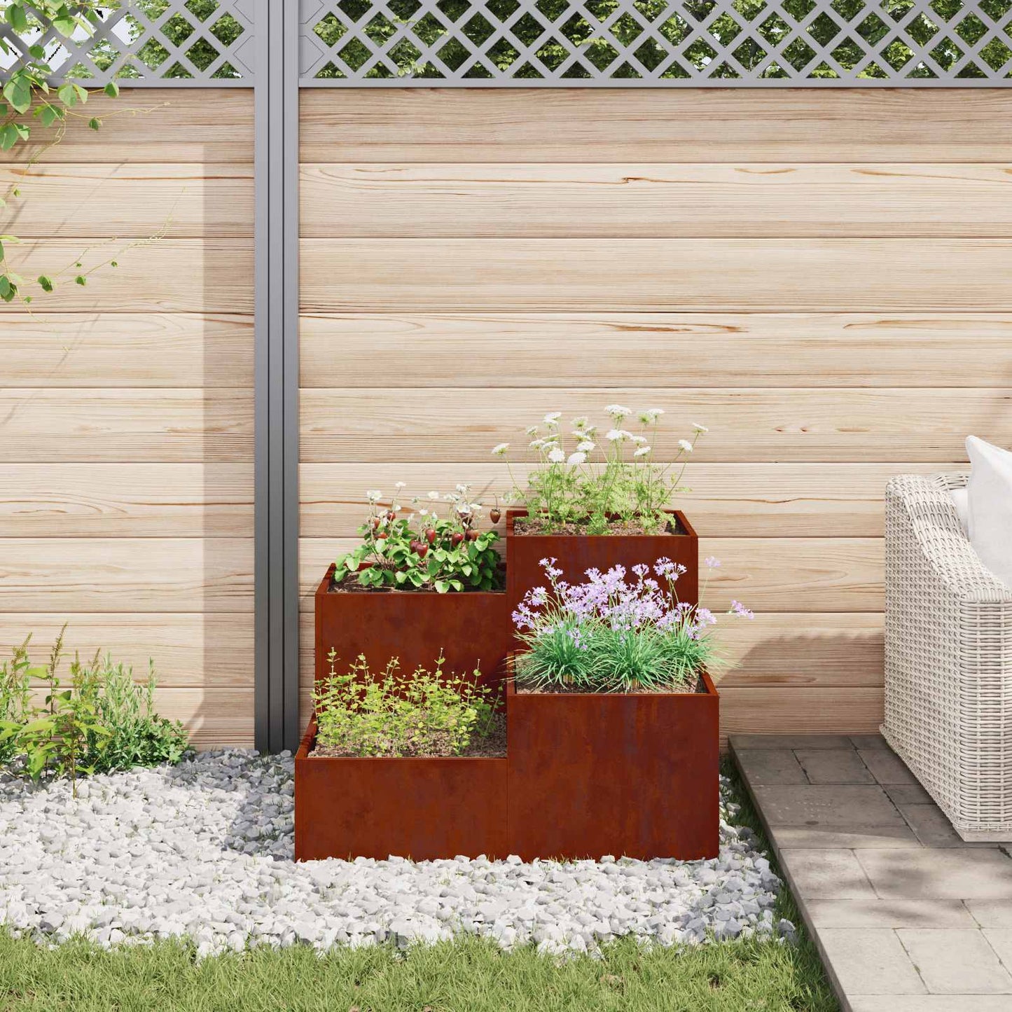 Garden Planter Rusty 80 x 80 x 60 cm Weathering Steel