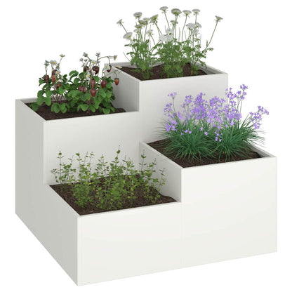 Garden Planter White 100 x 100 x 60 cm Steel