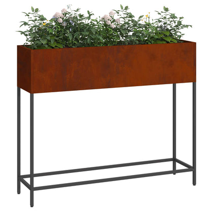 Raised Garden Planter Rusty 100 x 26 x 82 cm Weathering Steel