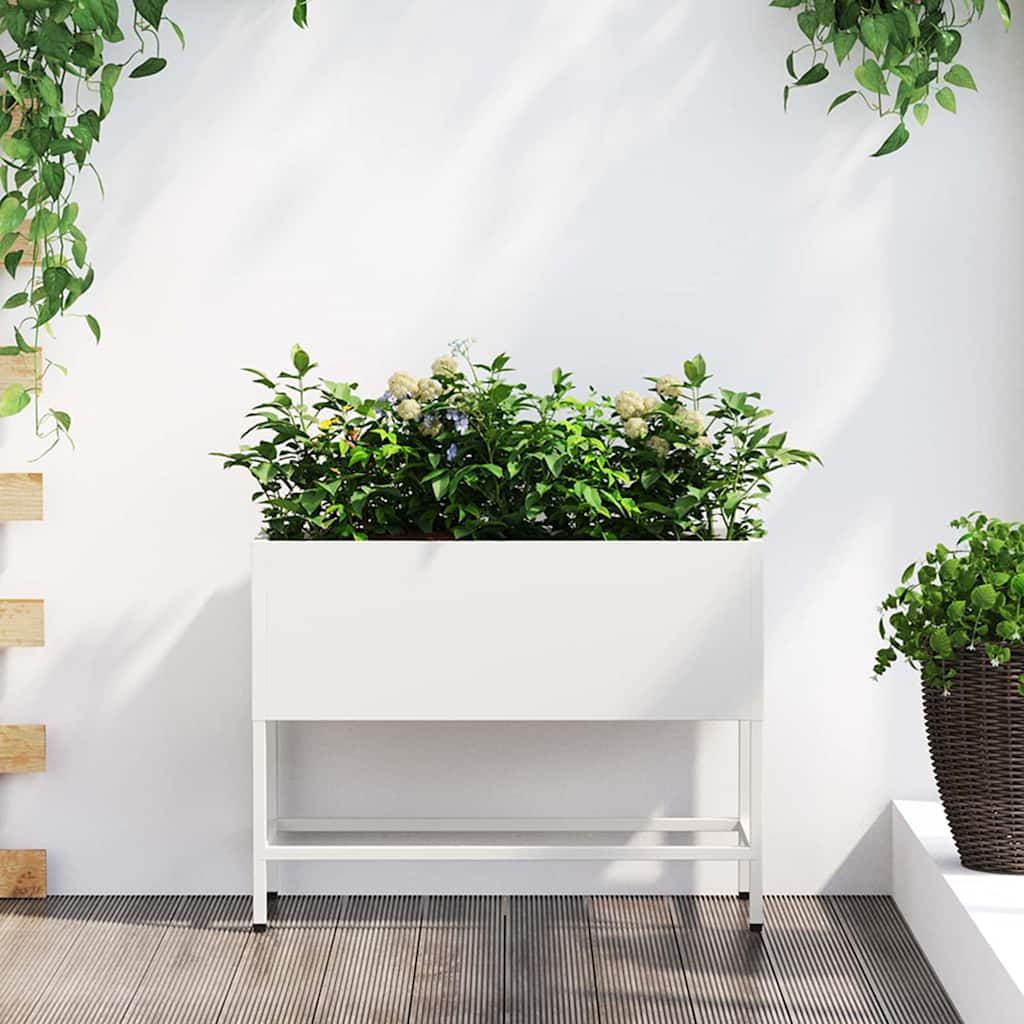 Raised Garden Planter White 60 x 26 x 48 cm Steel