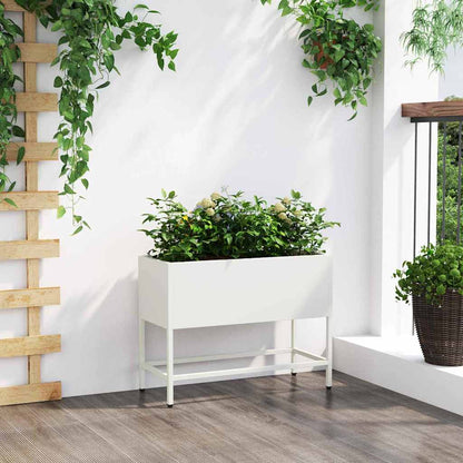 Raised Garden Planter White 60 x 26 x 48 cm Steel