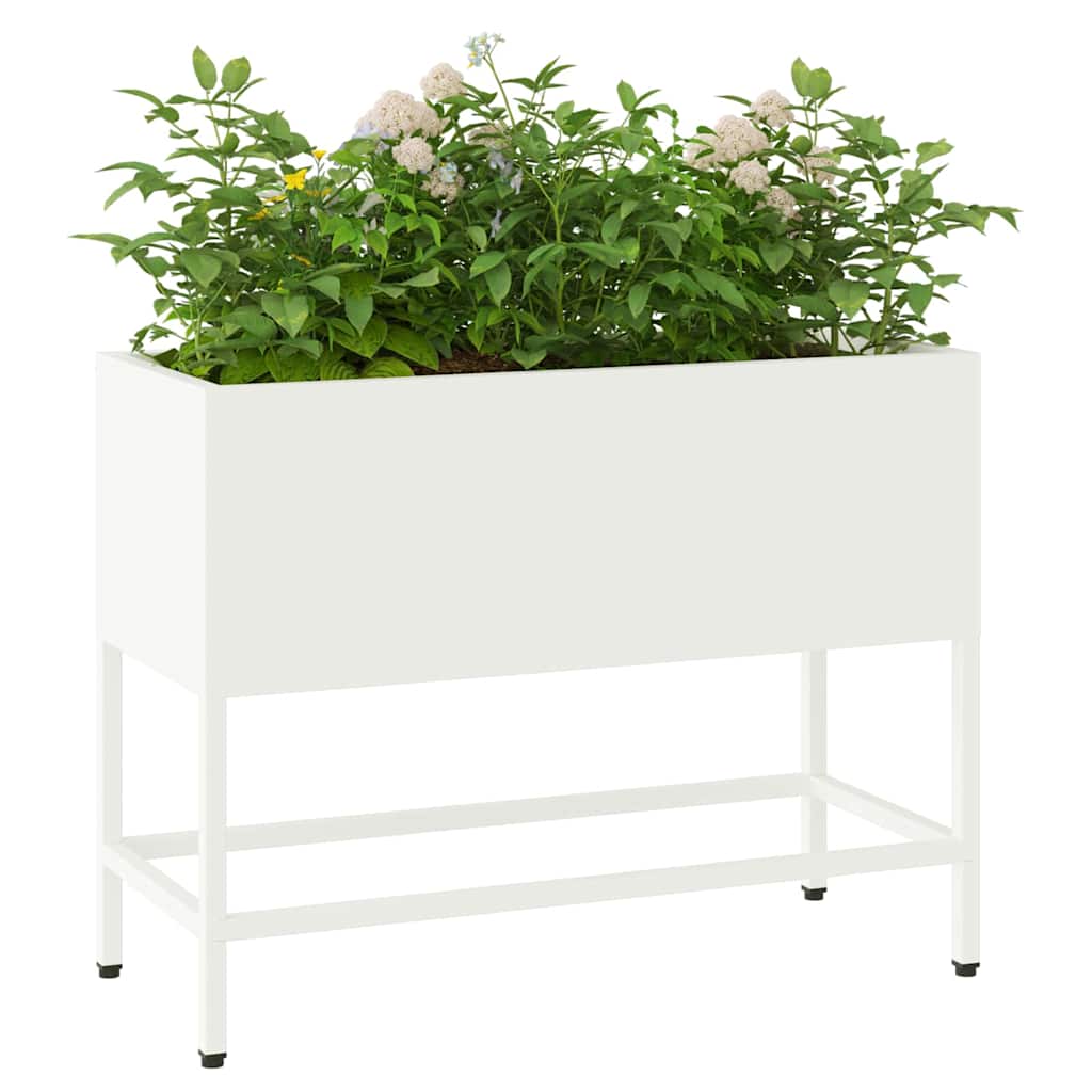 Raised Garden Planter White 60 x 26 x 48 cm Steel