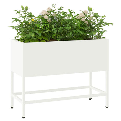 Raised Garden Planter White 60 x 26 x 48 cm Steel