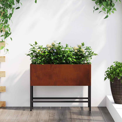Raised Garden Planter Rusty 60 x 26 x 45 cm Weathering Steel