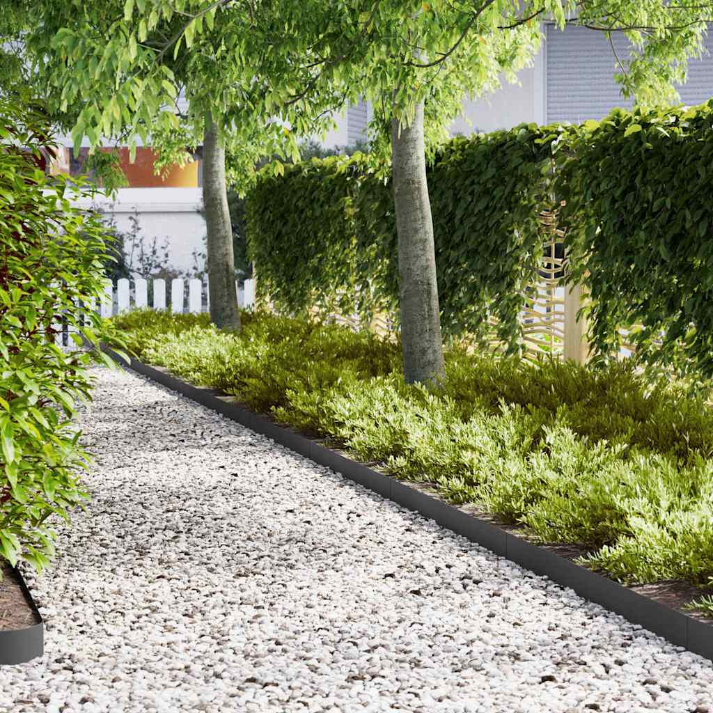 Lawn Edging 30 pcs Black 100 x 0.05 x 15 cm Cold Rolled Steel