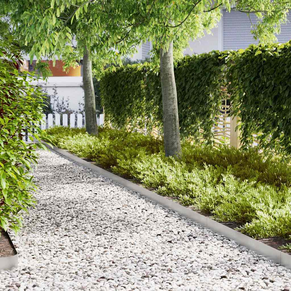Lawn Edging 30 pcs 100 x 0.05 x 15 cm Stainless Steel Silver
