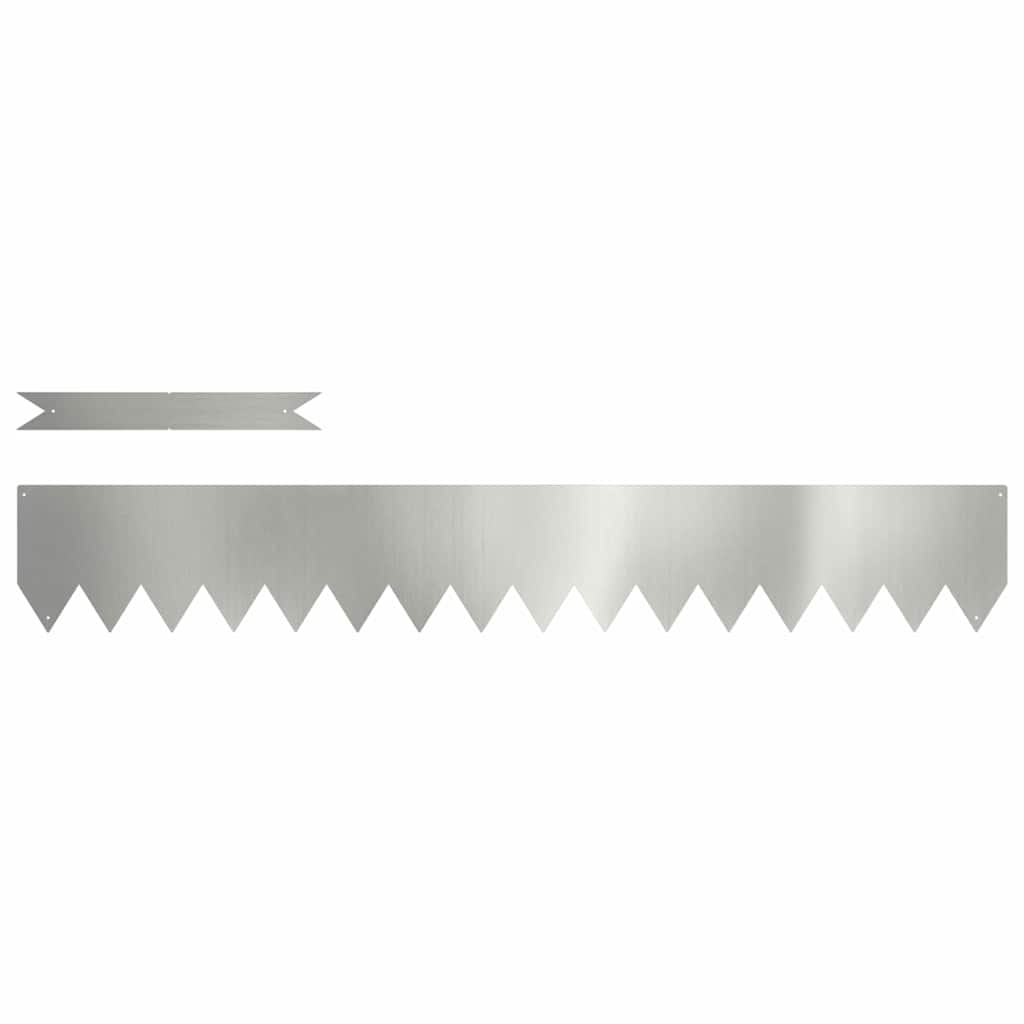 Lawn Edging 10 pcs 100 x 0.05 x 15 cm Galvanised Steel Silver