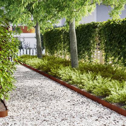 Lawn Edging 10 pcs Rusty 100 x 0.05 x 15 cm Weathering Steel