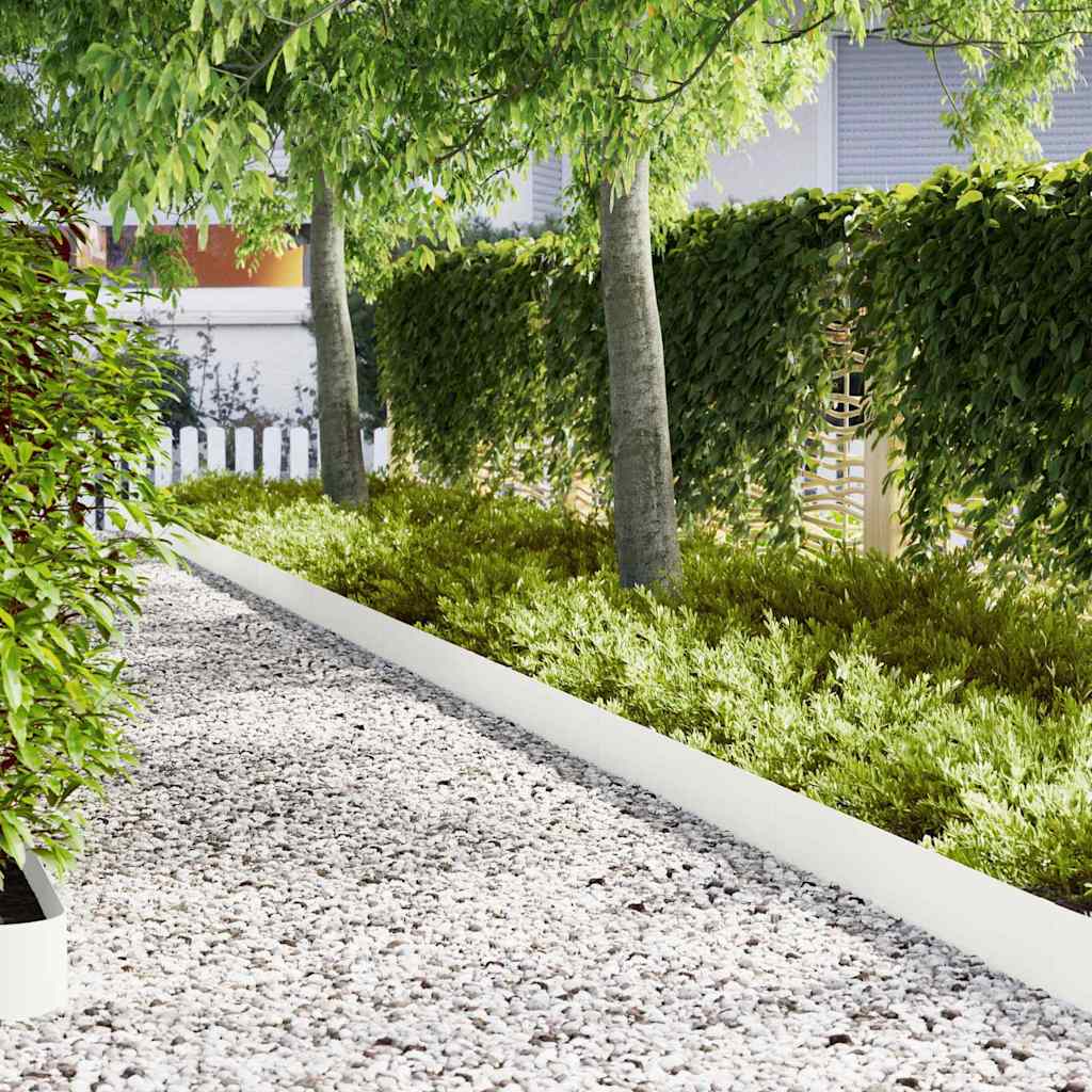 Lawn Edging 10 pcs White 100 x 0.05 x 20 cm Cold Rolled Steel