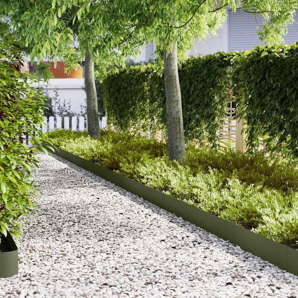 Lawn Edging 10 pcs Olive Green 100 x 0.05 x 20 cm