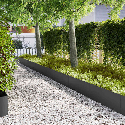 Lawn Edging 10 pcs Black 100 x 0.05 x 30 cm Cold Rolled Steel