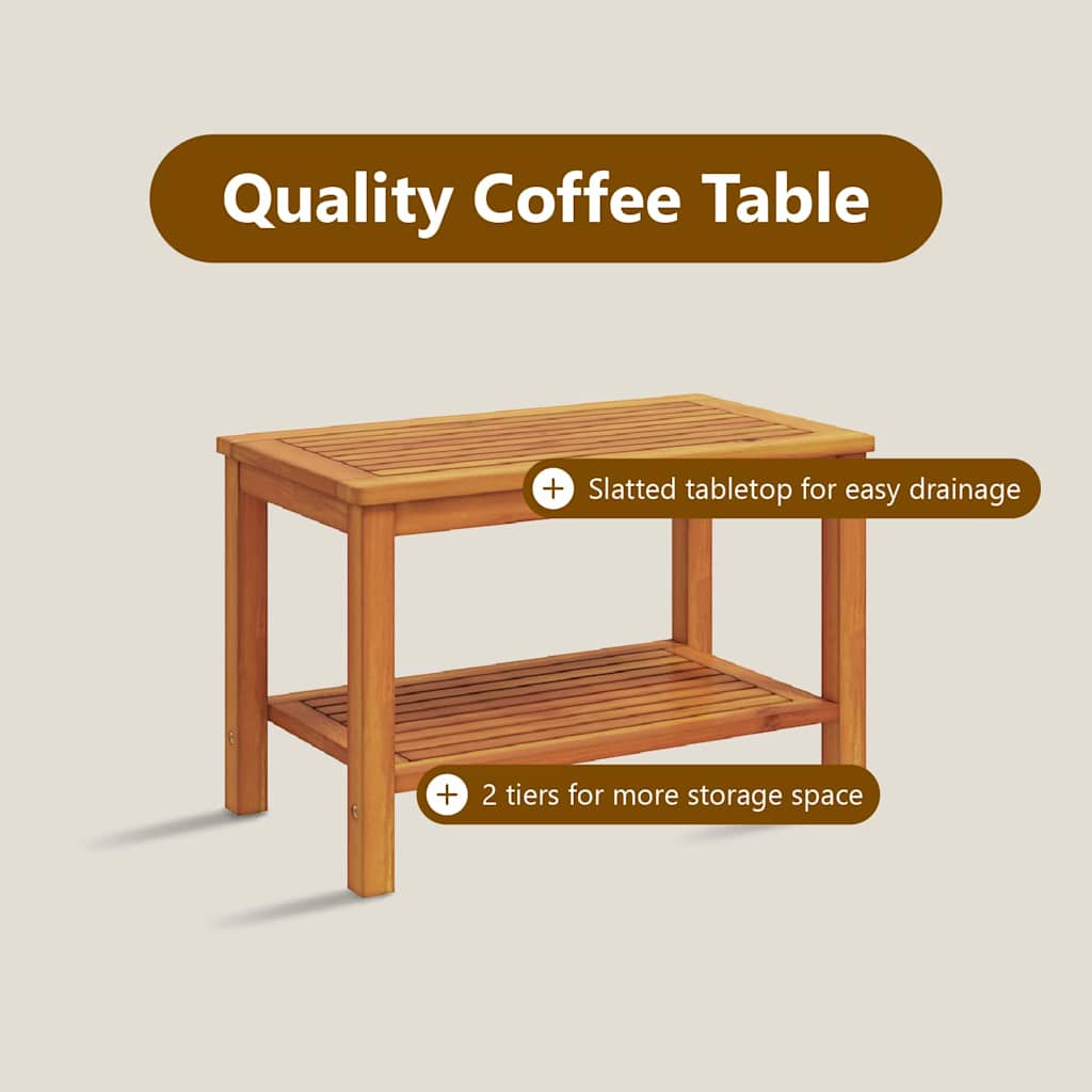 Side Table Oil Natural 70 x 40 x 45 cm Solid Acacia Wood