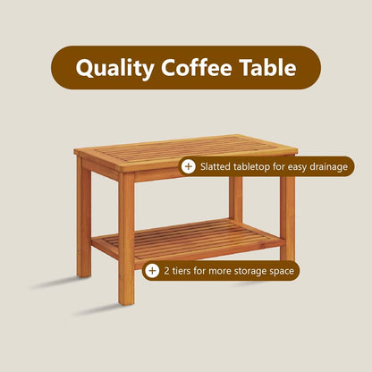 Side Table Oil Natural 70 x 40 x 45 cm Solid Acacia Wood