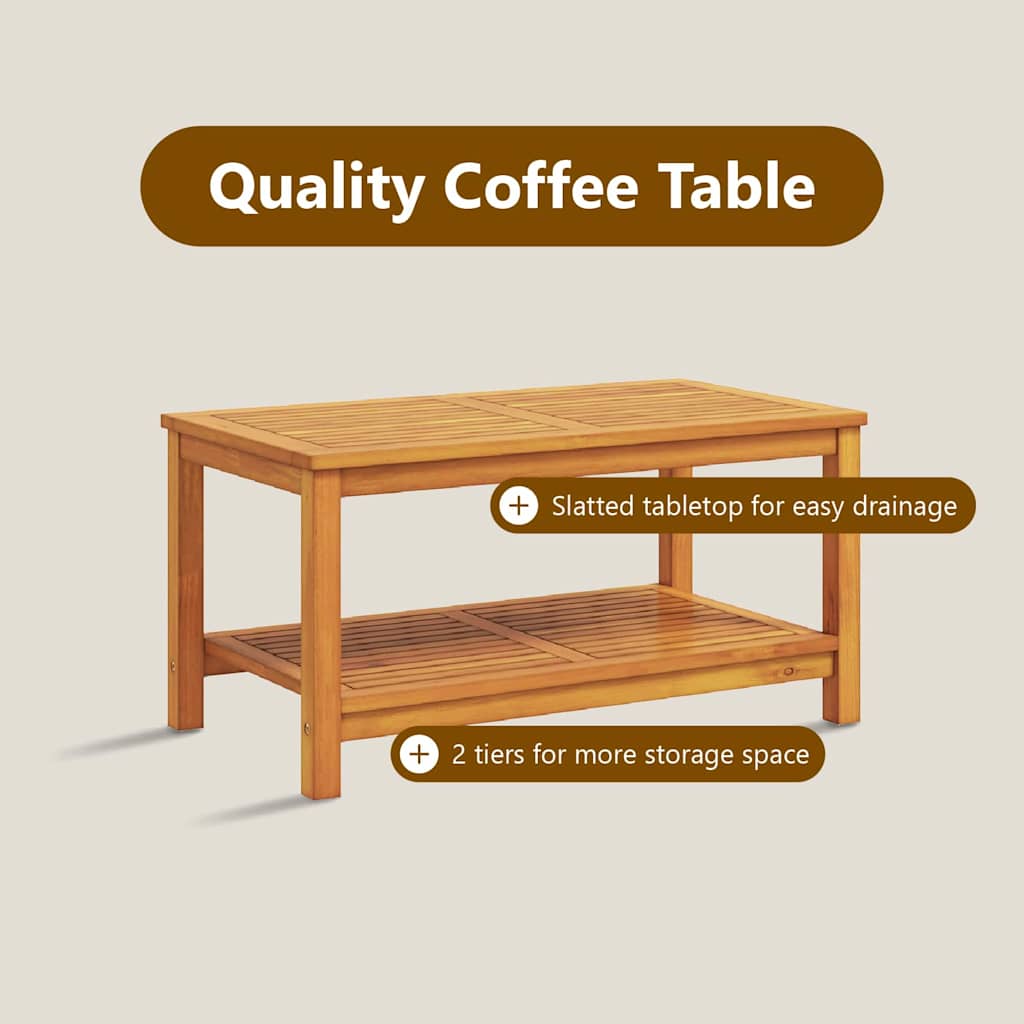 Side Table Oil Natural 90 x 50 x 45 cm Solid Acacia Wood