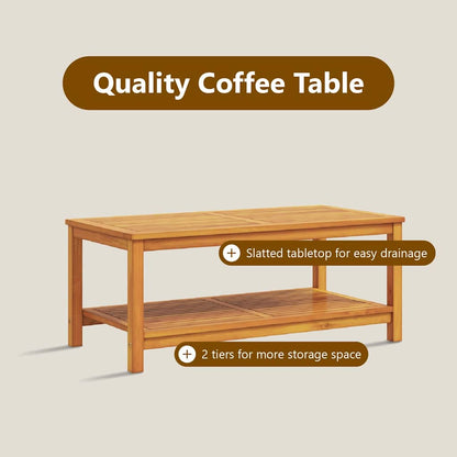 Side Table Oil Natural 110 x 55 x 45 cm Solid Acacia Wood