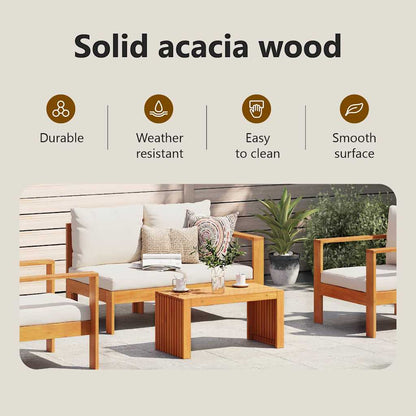 Side Table Oil Natural 70 x 35 x 35 cm Solid Acacia Wood