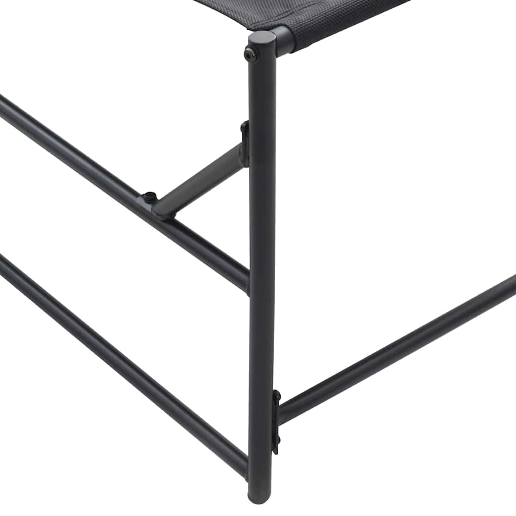 Garden Sunbed with Pillow 2 pcs Black Powder-Coated Steel