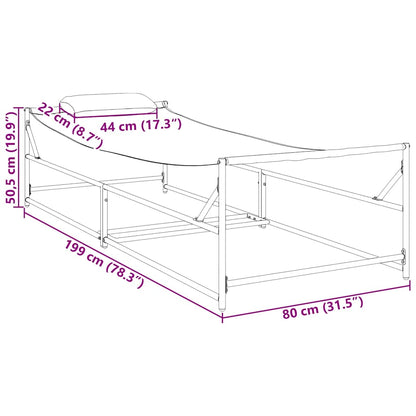 Garden Sunbed with Pillow 2 pcs Black Powder-Coated Steel