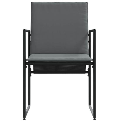 Chair with Cushion 4 pcs Black and Anthracite Textilene