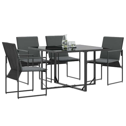 Chair with Cushion 4 pcs Black and Anthracite Textilene