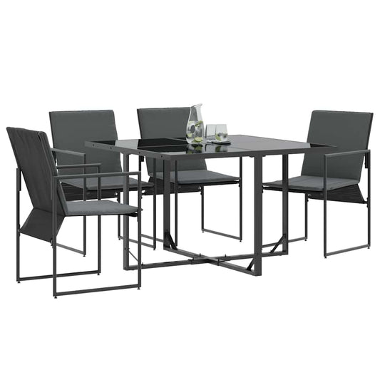 Chair with Cushion 4 pcs Black and Anthracite Textilene