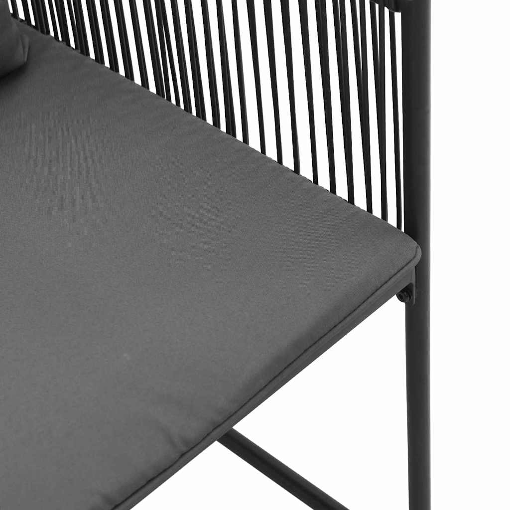 Chair with Cushion 4 pcs Black and Anthracite PE Rattan