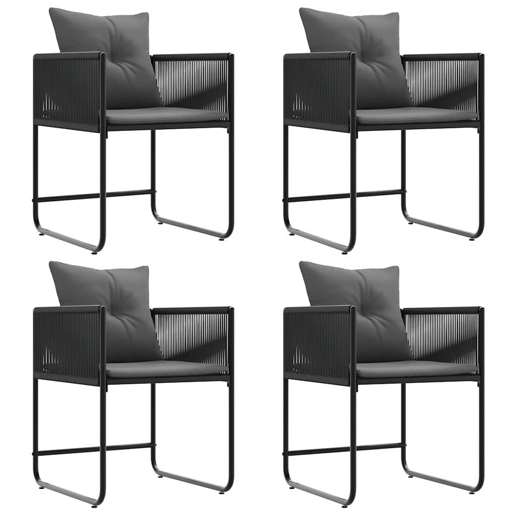 Chair with Cushion 4 pcs Black and Anthracite PE Rattan