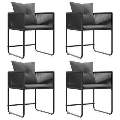 Chair with Cushion 4 pcs Black and Anthracite PE Rattan