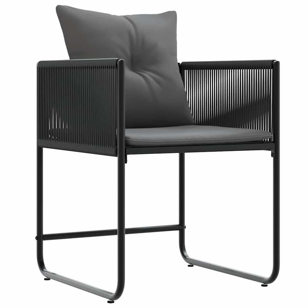 Chair with Cushion 4 pcs Black and Anthracite PE Rattan