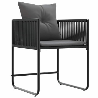 Chair with Cushion 4 pcs Black and Anthracite PE Rattan