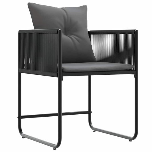 Chair with Cushion 4 pcs Black and Anthracite PE Rattan